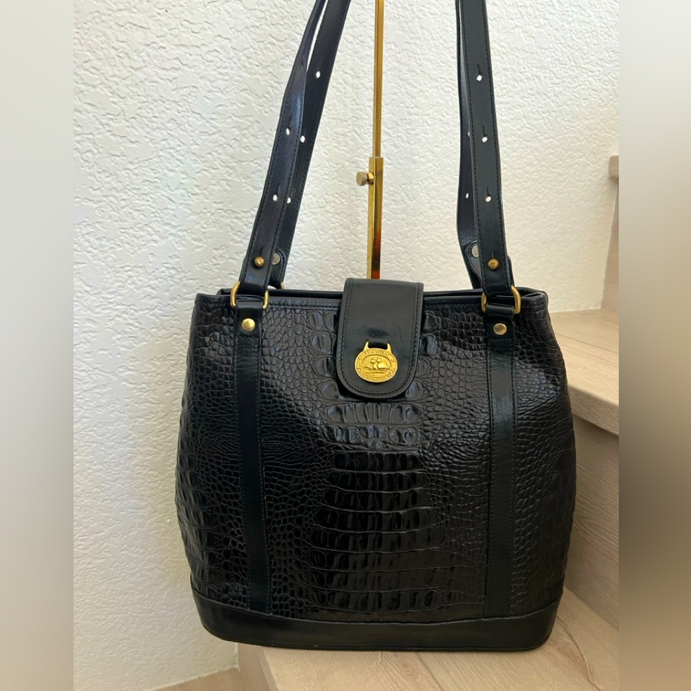 Brahmin Vintage Crocodile Embossed Handbag with adjustable handles